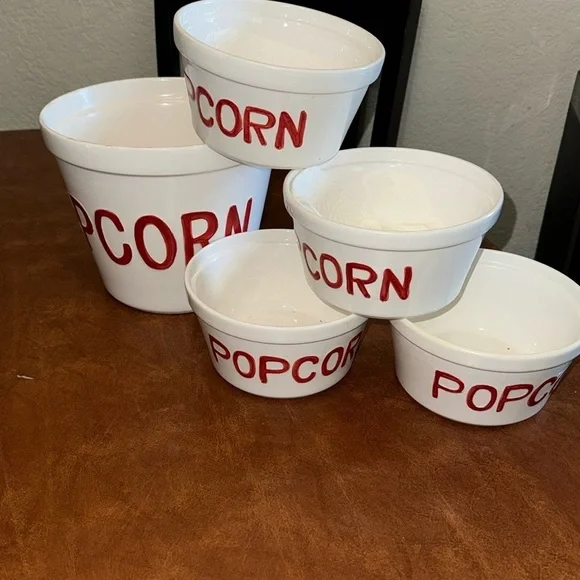 Ceramic Red and White Popcorn Bowl